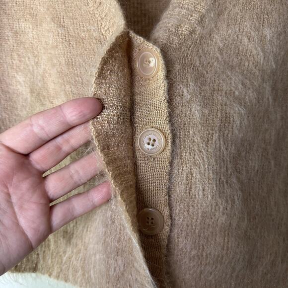 Cheap Monday Kaelen Mohair Cardigan Sweater Womens Small‎ Tan Fuzzy Button EUC - Picture 5 of 8
